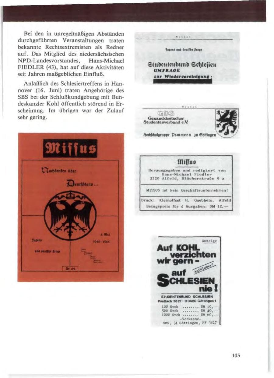 Seite 109 des Verfassungsschutzbericht 1985 Niedersachsen