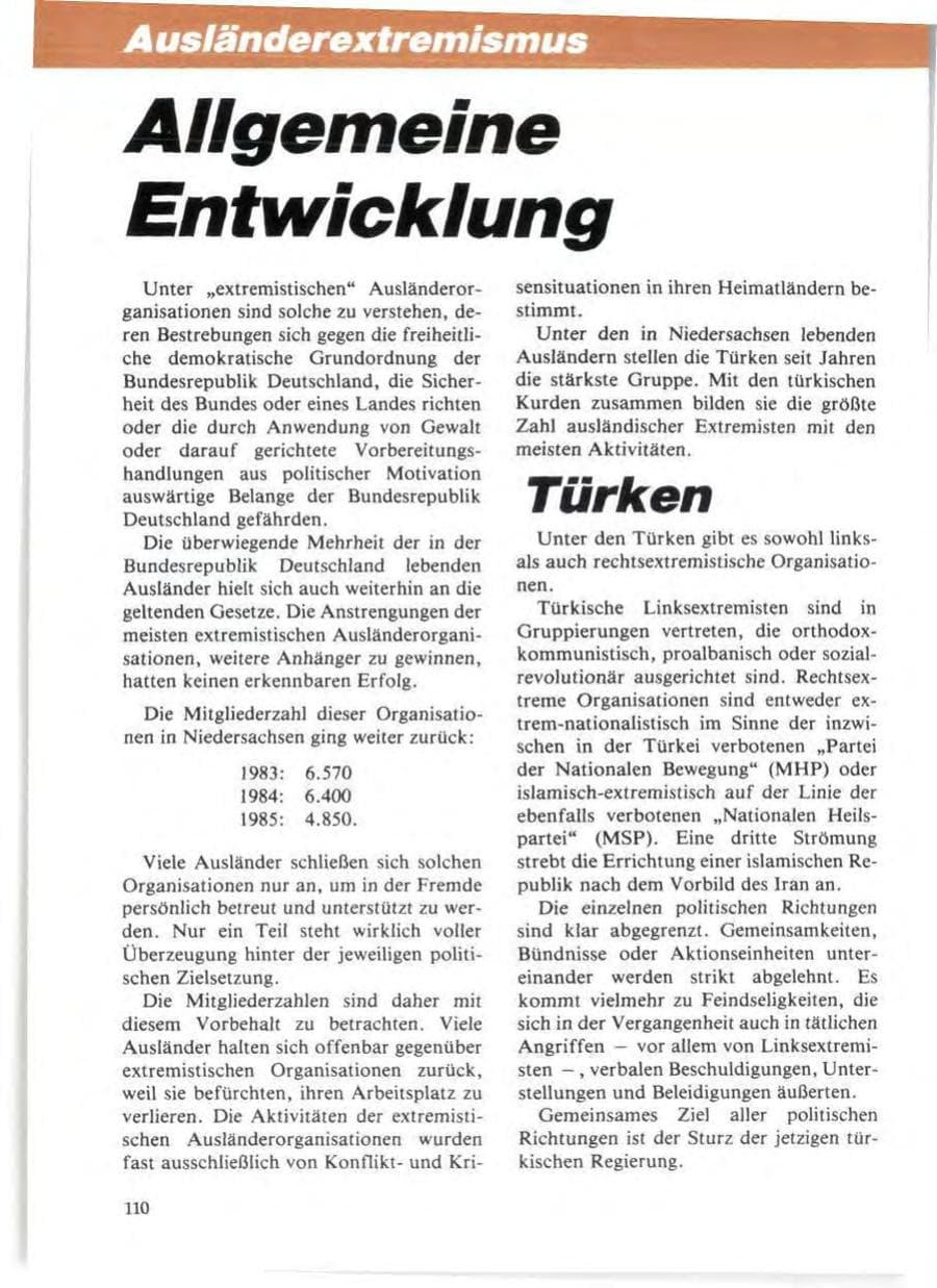 Seite 114 des Verfassungsschutzbericht 1985 Niedersachsen