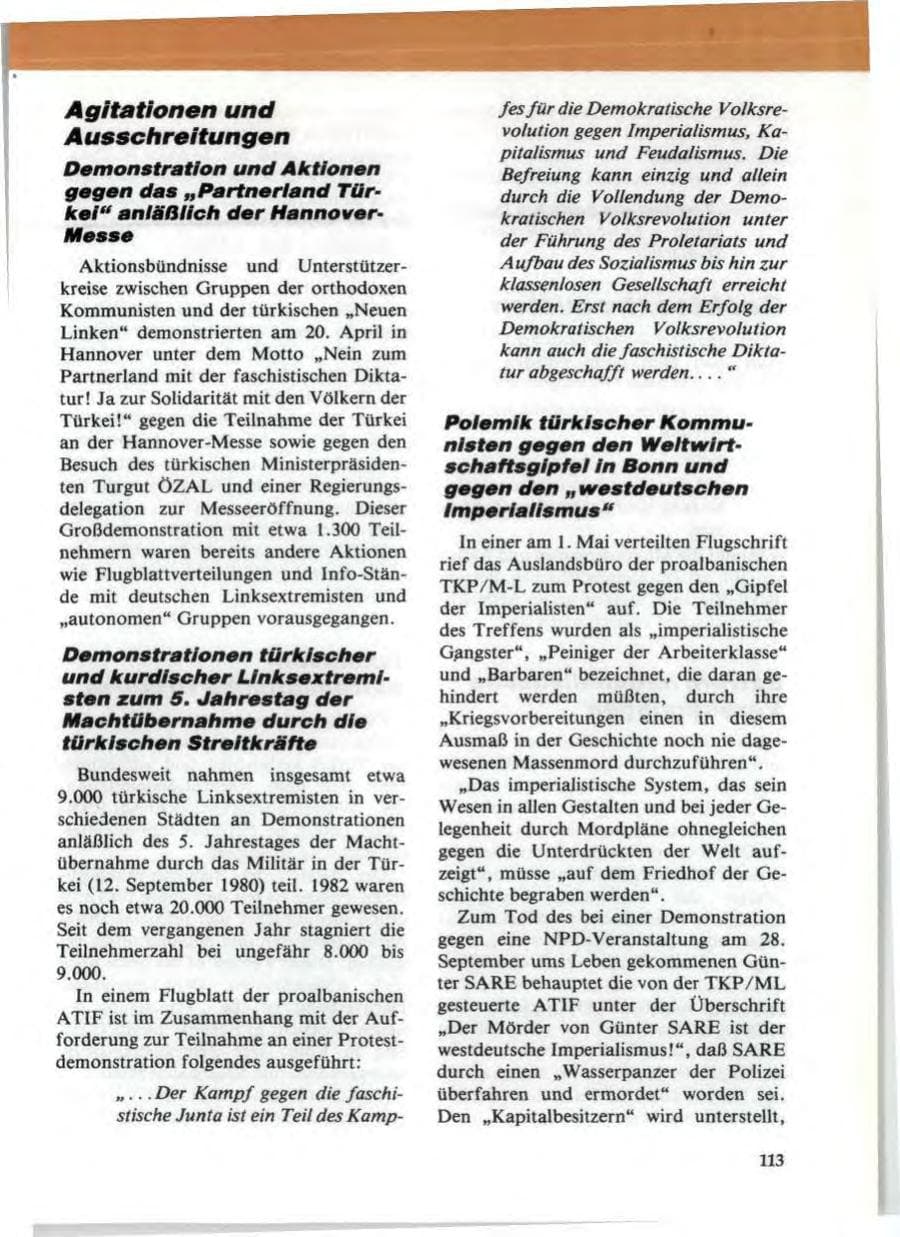 Seite 117 des Verfassungsschutzbericht 1985 Niedersachsen