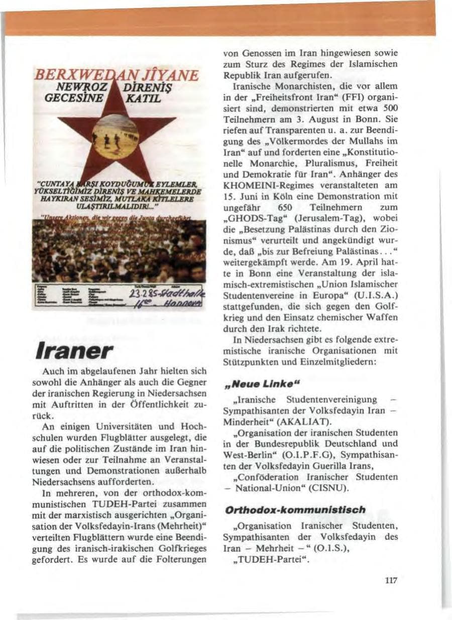 Seite 121 des Verfassungsschutzbericht 1985 Niedersachsen