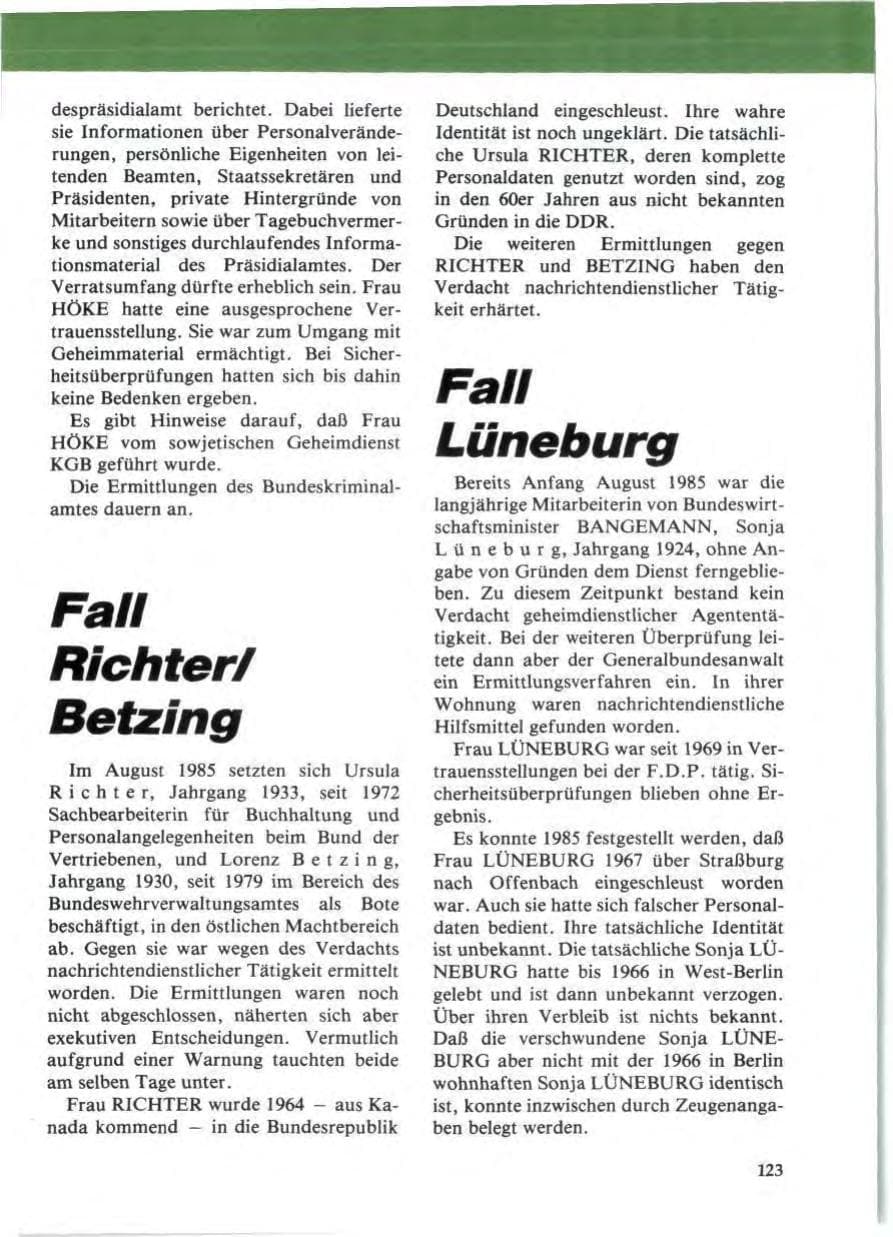 Seite 127 des Verfassungsschutzbericht 1985 Niedersachsen