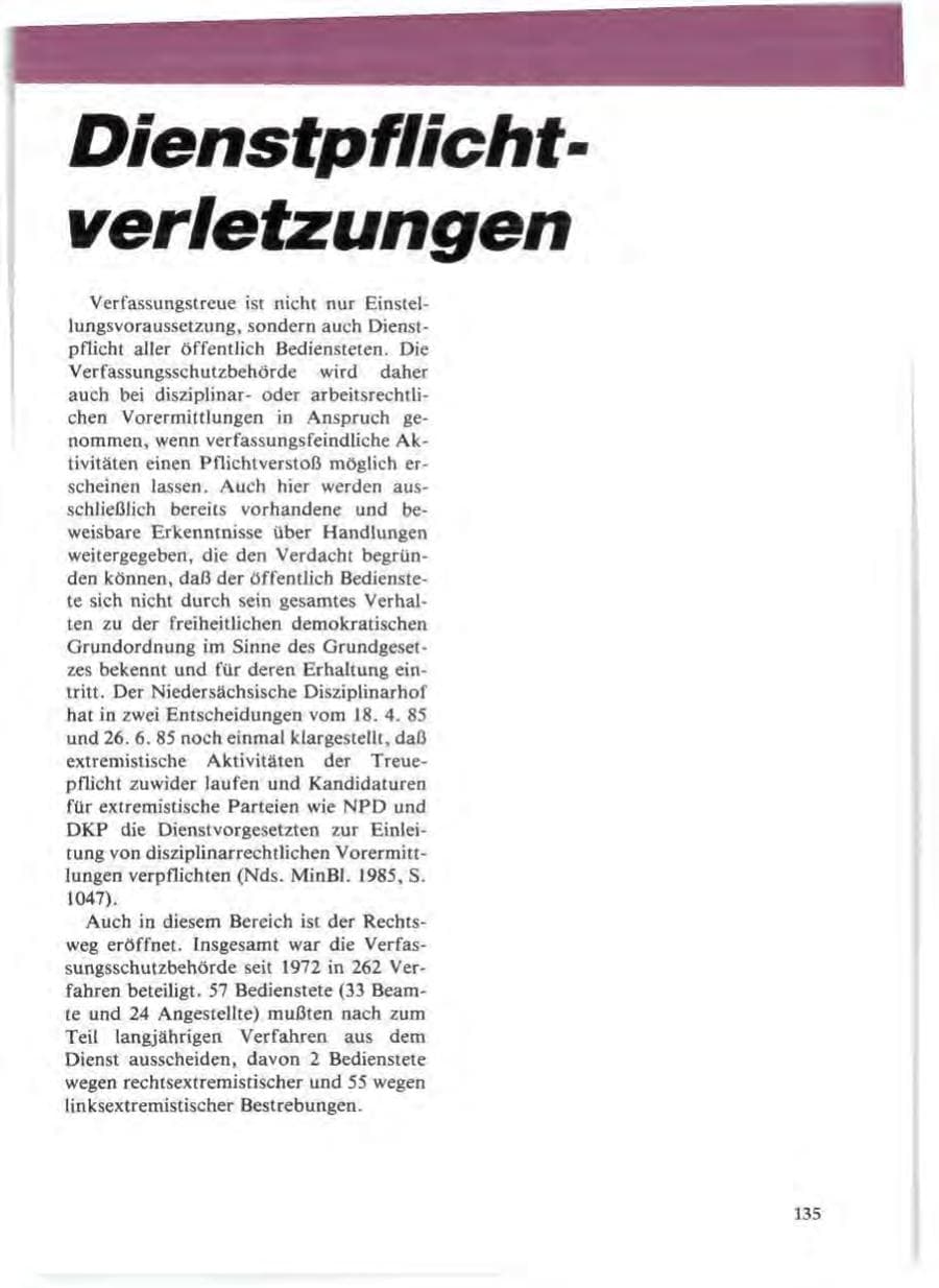 Seite 139 des Verfassungsschutzbericht 1985 Niedersachsen