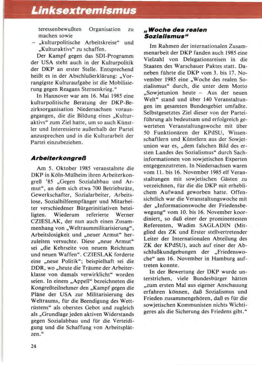 Seite 28 des Verfassungsschutzbericht 1985 Niedersachsen