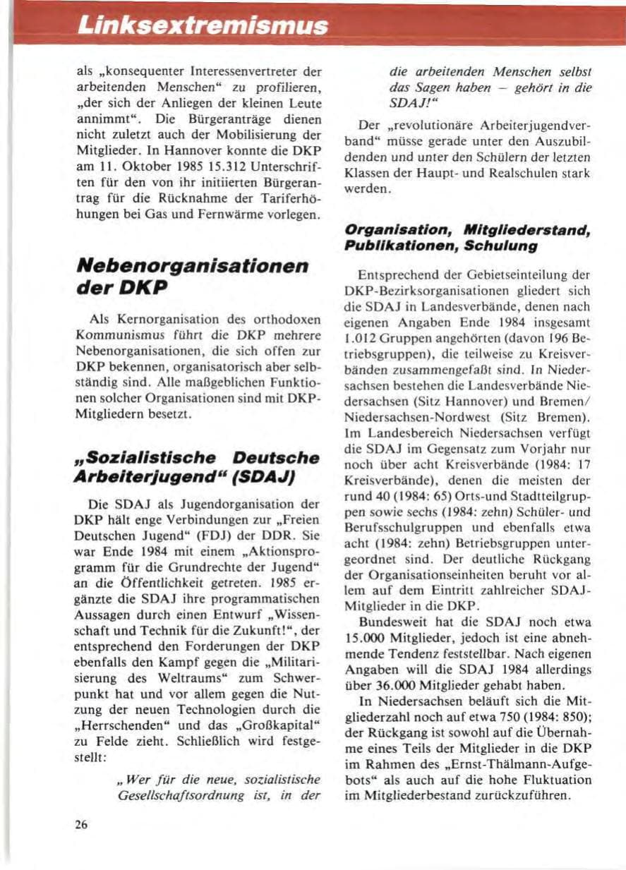 Seite 30 des Verfassungsschutzbericht 1985 Niedersachsen