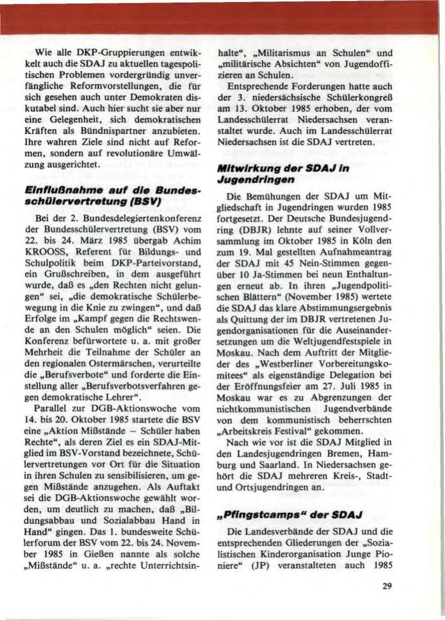 Seite 33 des Verfassungsschutzbericht 1985 Niedersachsen