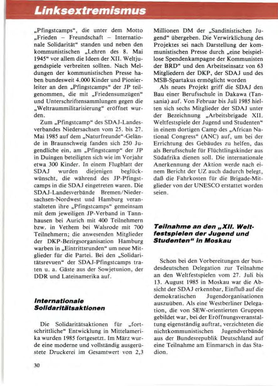 Seite 34 des Verfassungsschutzbericht 1985 Niedersachsen