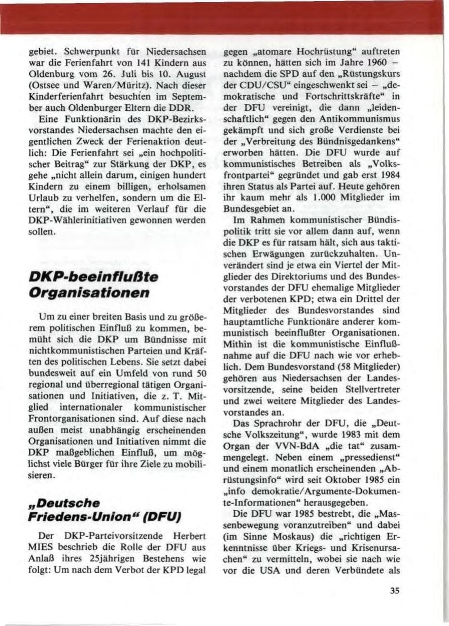 Seite 39 des Verfassungsschutzbericht 1985 Niedersachsen