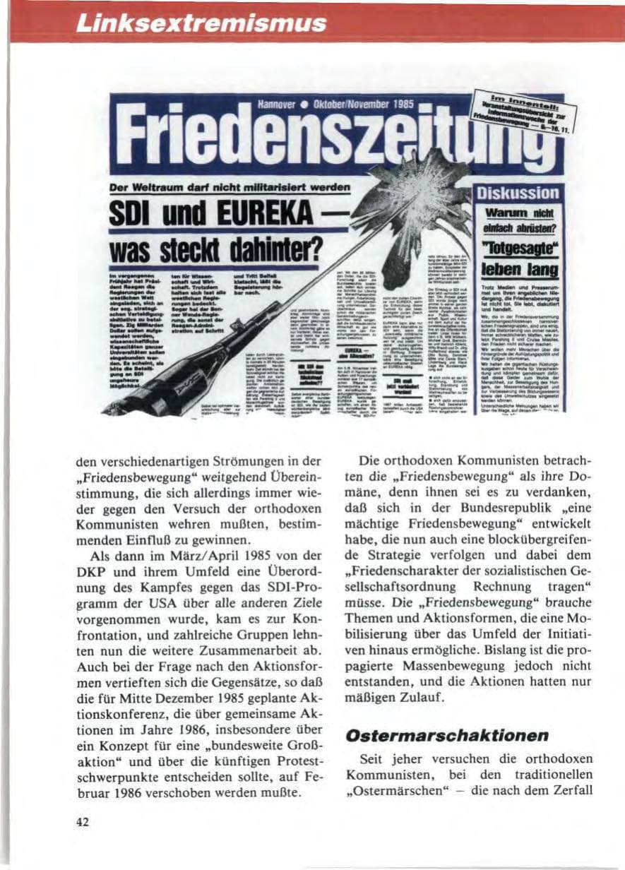 Seite 46 des Verfassungsschutzbericht 1985 Niedersachsen