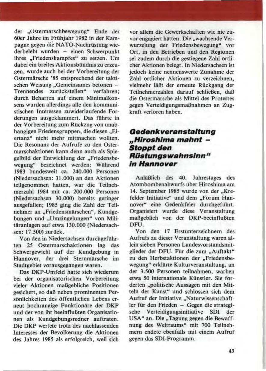 Seite 47 des Verfassungsschutzbericht 1985 Niedersachsen