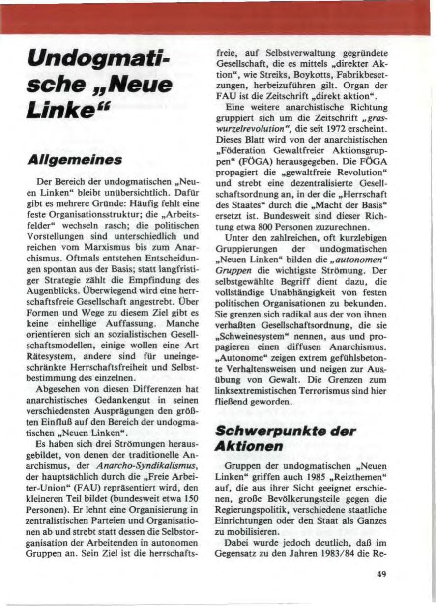 Seite 53 des Verfassungsschutzbericht 1985 Niedersachsen
