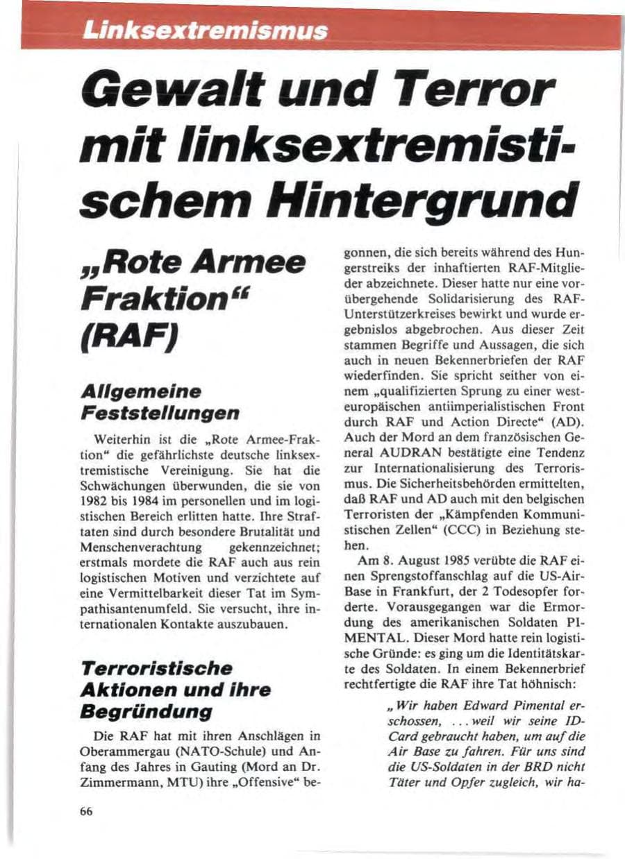 Seite 70 des Verfassungsschutzbericht 1985 Niedersachsen