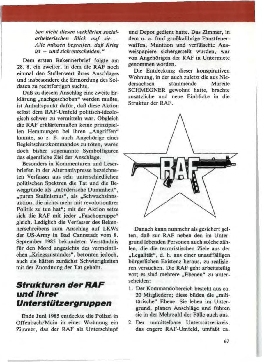 Seite 71 des Verfassungsschutzbericht 1985 Niedersachsen
