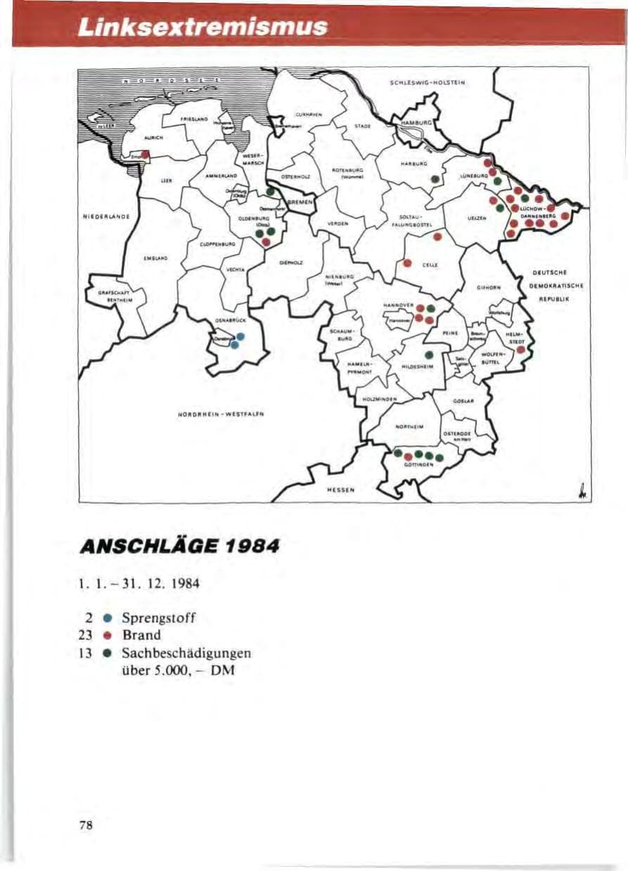 Seite 82 des Verfassungsschutzbericht 1985 Niedersachsen
