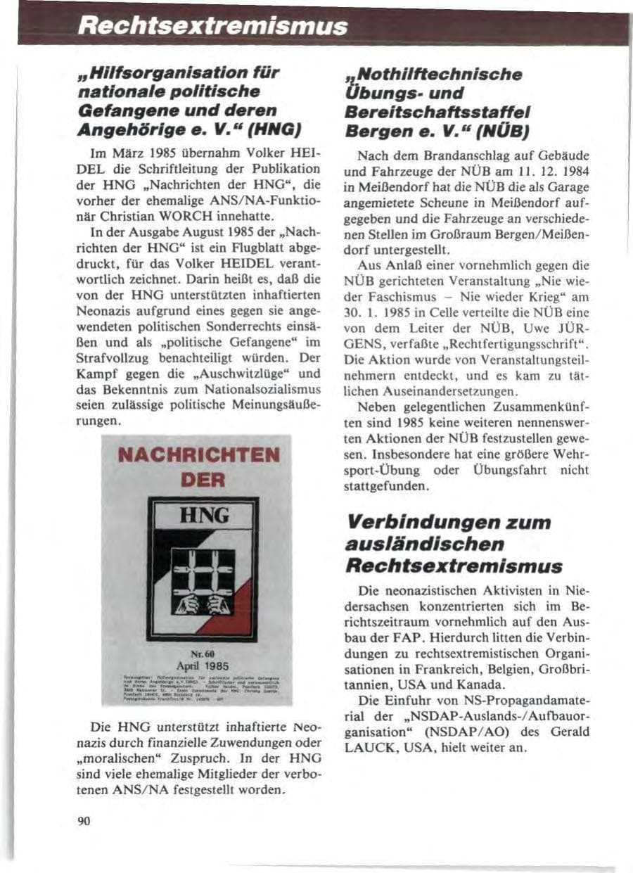 Seite 94 des Verfassungsschutzbericht 1985 Niedersachsen