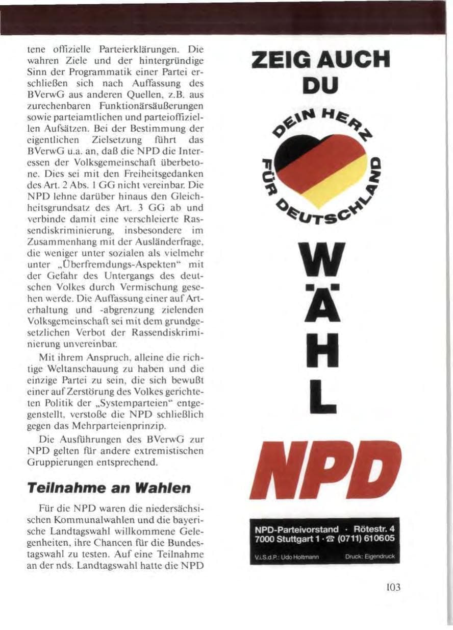 Seite 107 des Verfassungsschutzbericht 1986 Niedersachsen