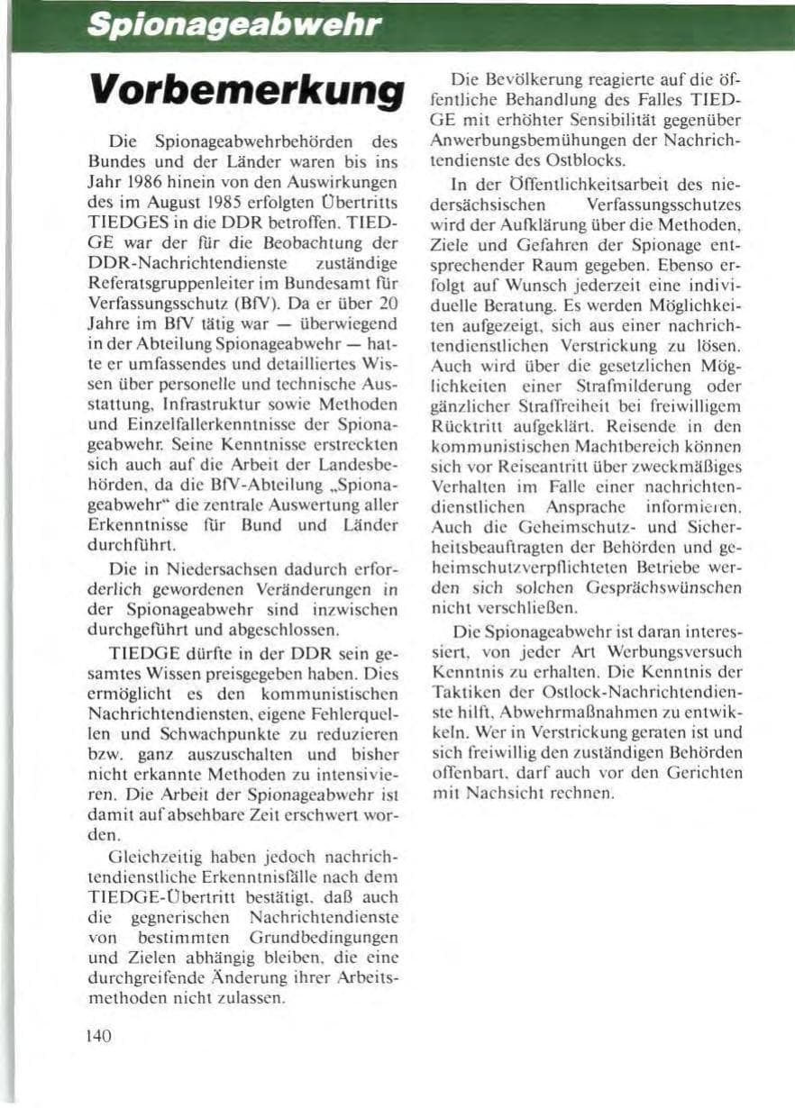 Seite 144 des Verfassungsschutzbericht 1986 Niedersachsen