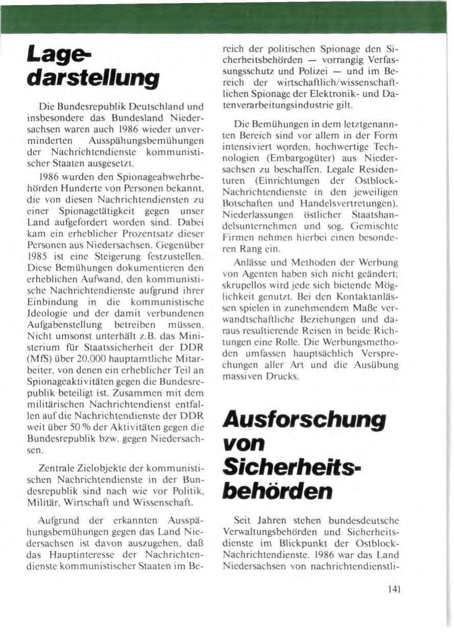 Seite 145 des Verfassungsschutzbericht 1986 Niedersachsen