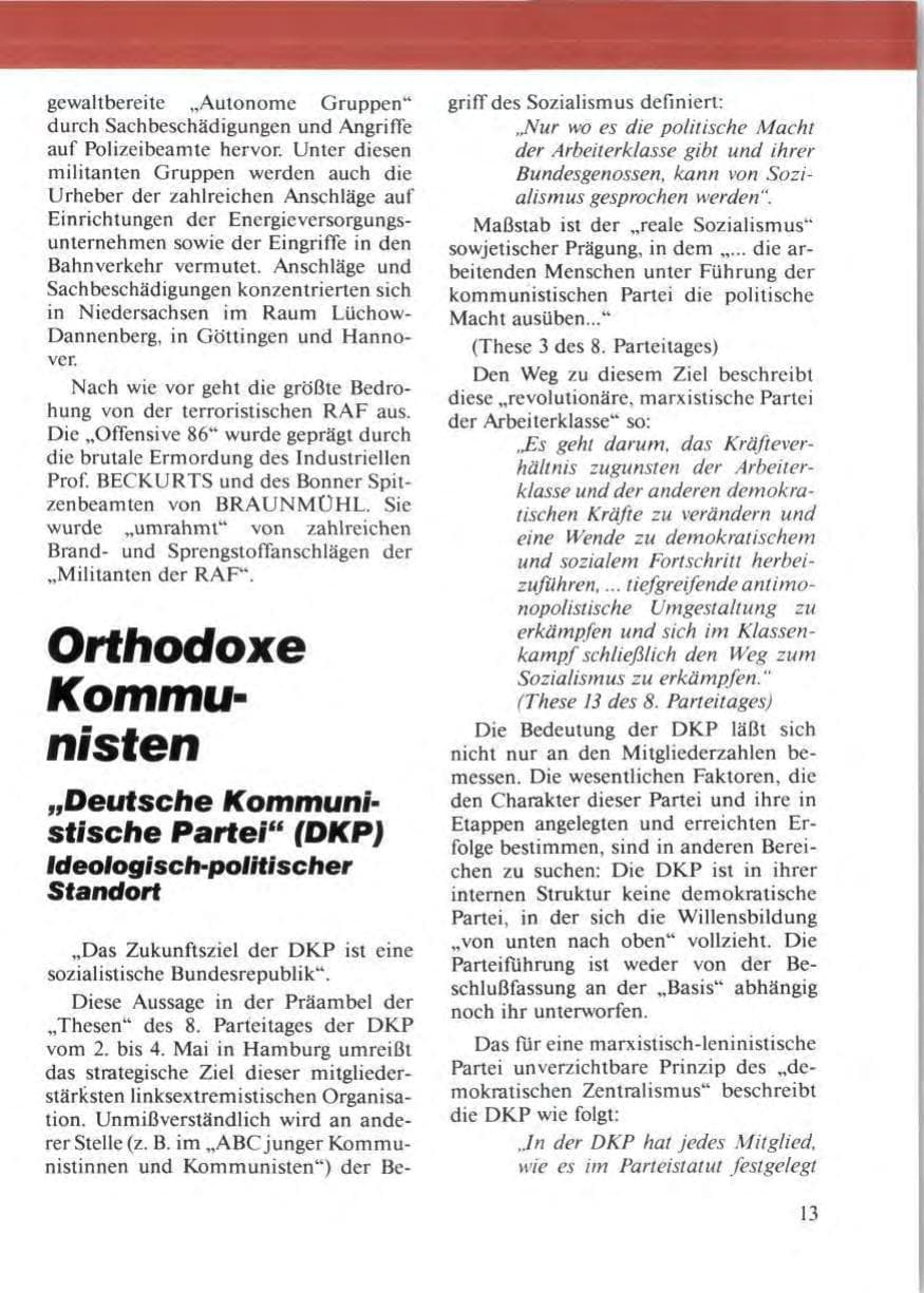 Seite 17 des Verfassungsschutzbericht 1986 Niedersachsen
