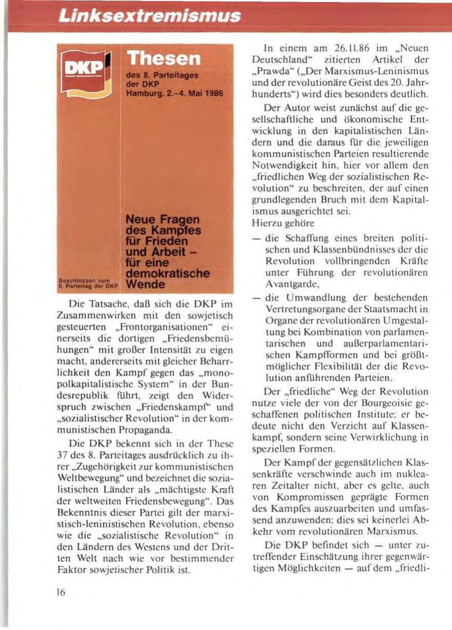 Seite 20 des Verfassungsschutzbericht 1986 Niedersachsen