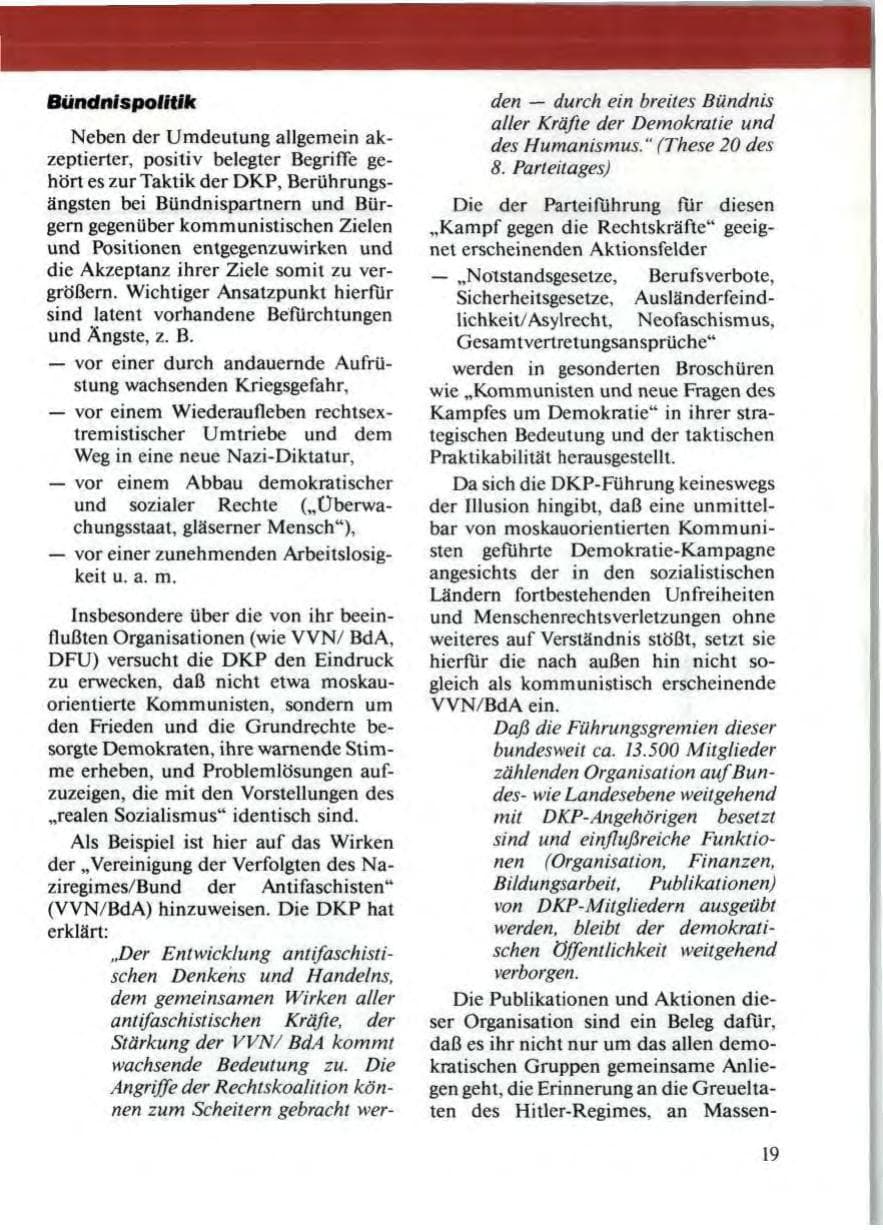 Seite 23 des Verfassungsschutzbericht 1986 Niedersachsen
