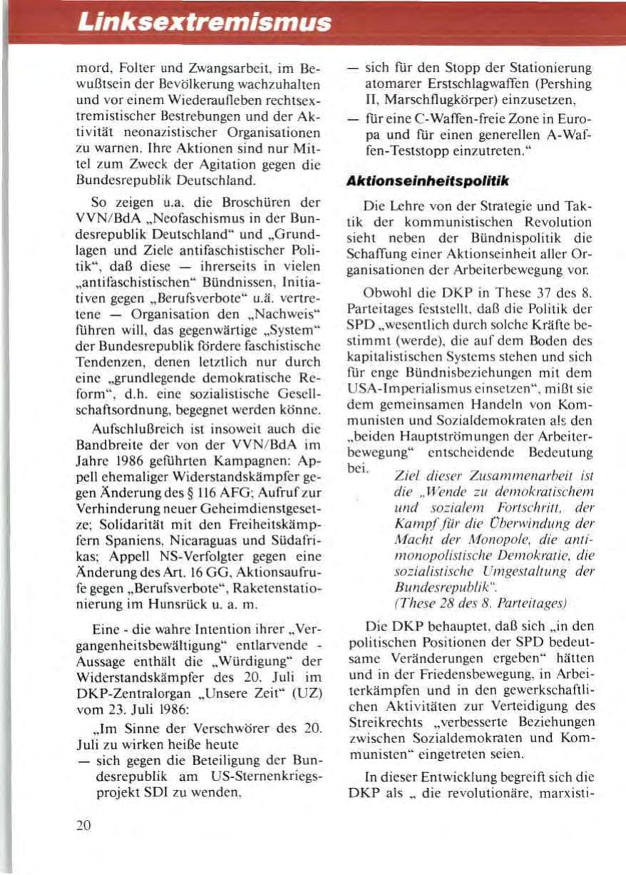 Seite 24 des Verfassungsschutzbericht 1986 Niedersachsen