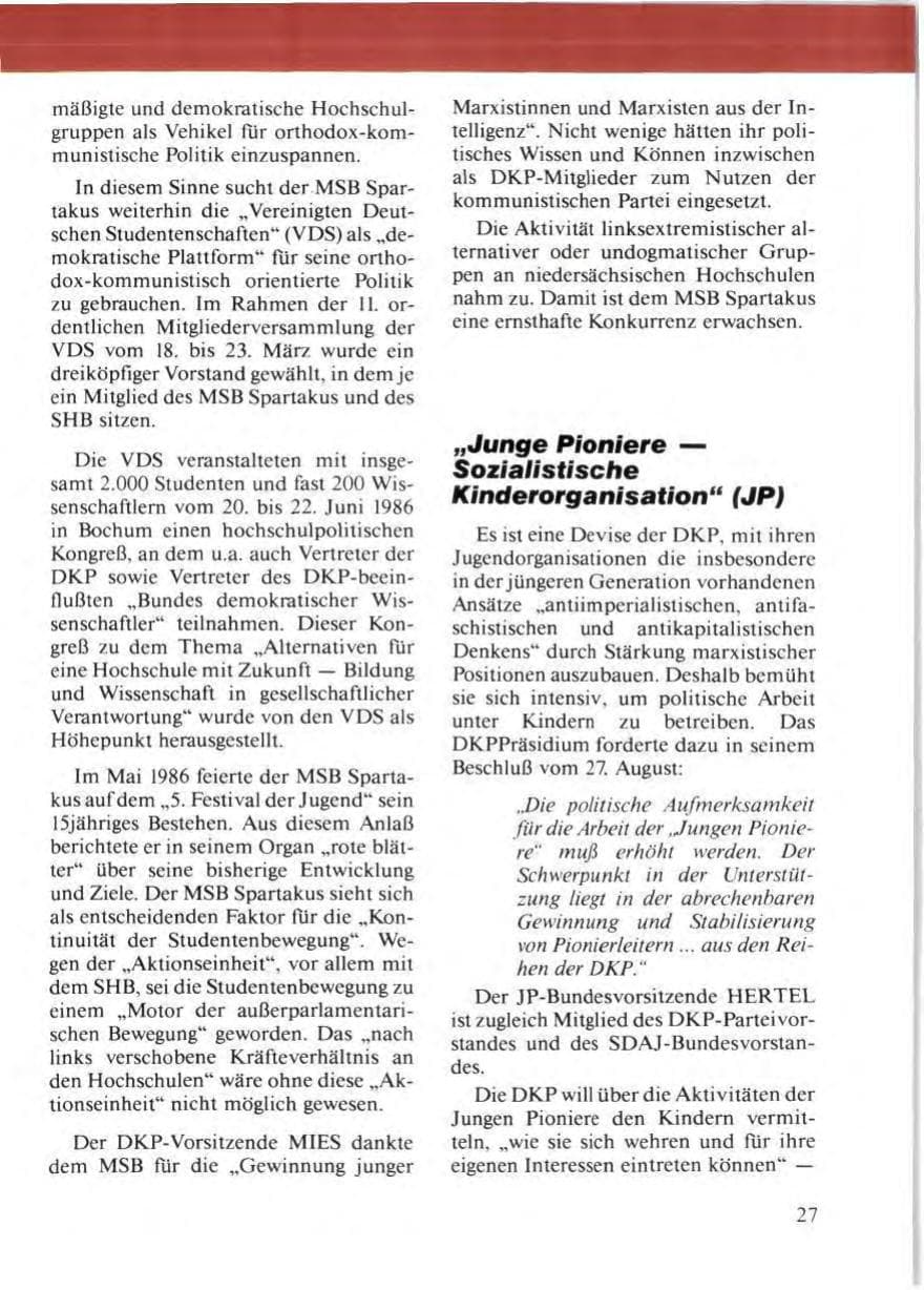 Seite 31 des Verfassungsschutzbericht 1986 Niedersachsen