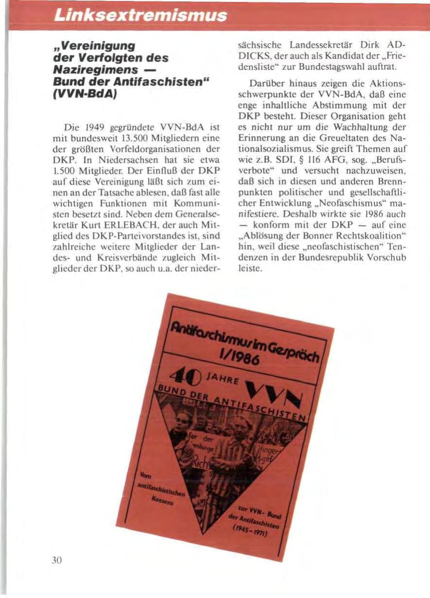 Seite 34 des Verfassungsschutzbericht 1986 Niedersachsen
