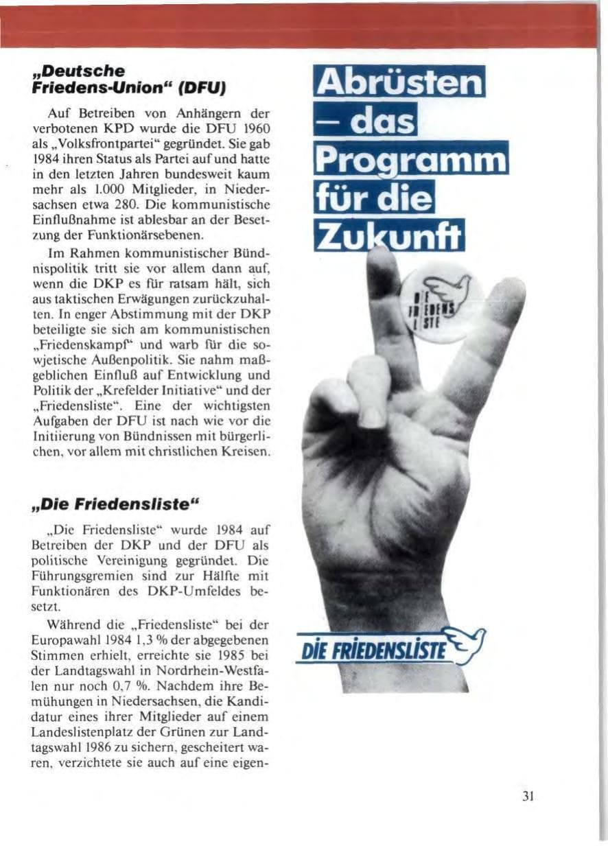 Seite 35 des Verfassungsschutzbericht 1986 Niedersachsen