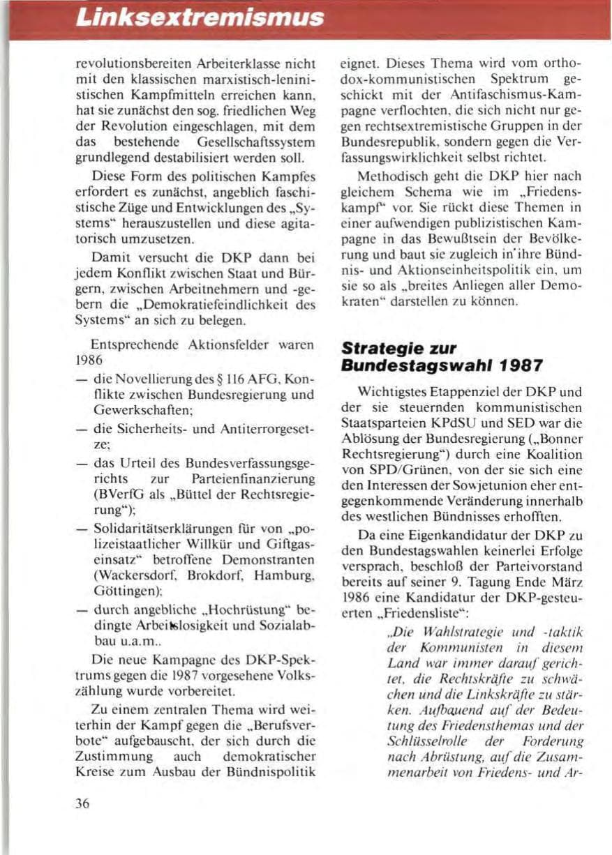 Seite 40 des Verfassungsschutzbericht 1986 Niedersachsen