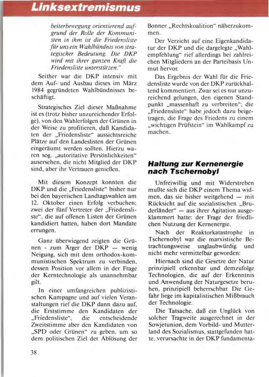 Seite 42 des Verfassungsschutzbericht 1986 Niedersachsen