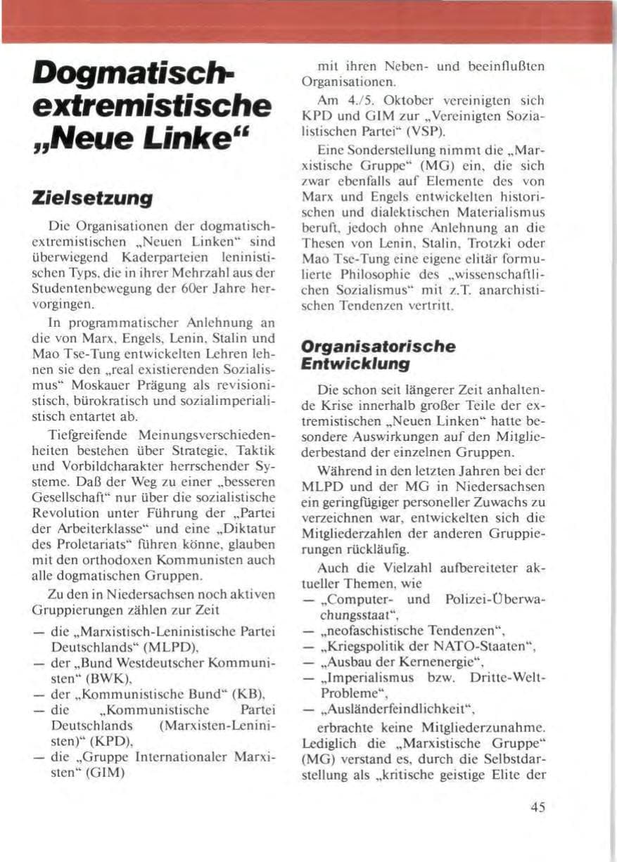 Seite 49 des Verfassungsschutzbericht 1986 Niedersachsen
