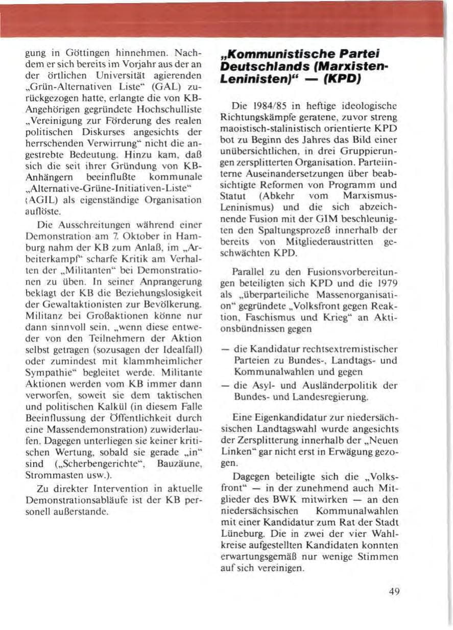 Seite 53 des Verfassungsschutzbericht 1986 Niedersachsen