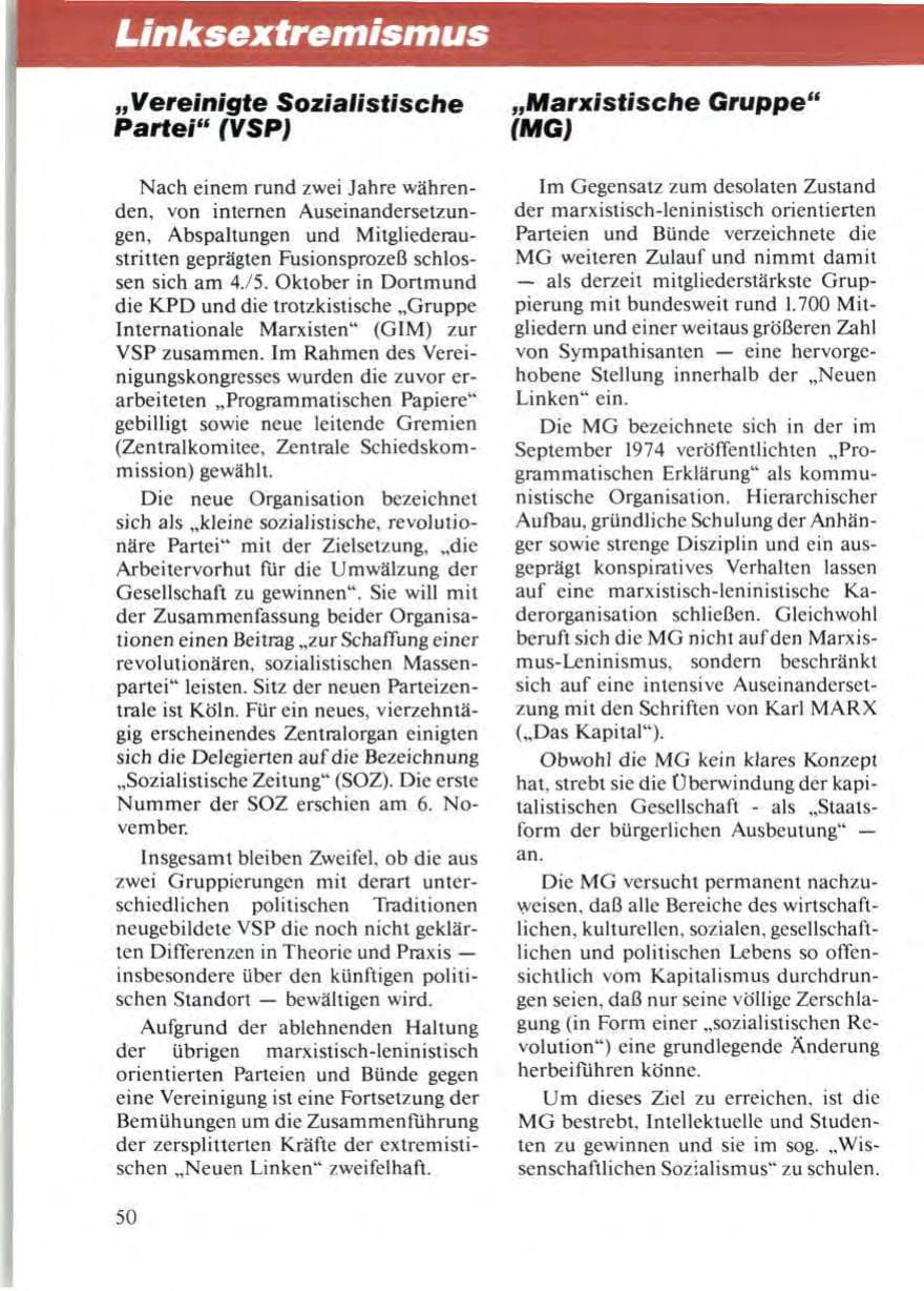 Seite 54 des Verfassungsschutzbericht 1986 Niedersachsen