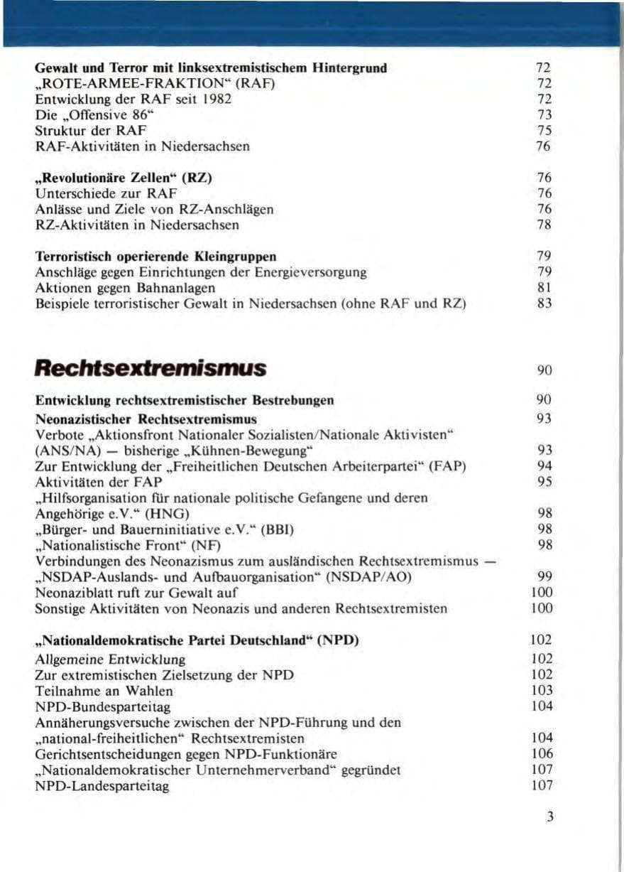 Seite 7 des Verfassungsschutzbericht 1986 Niedersachsen