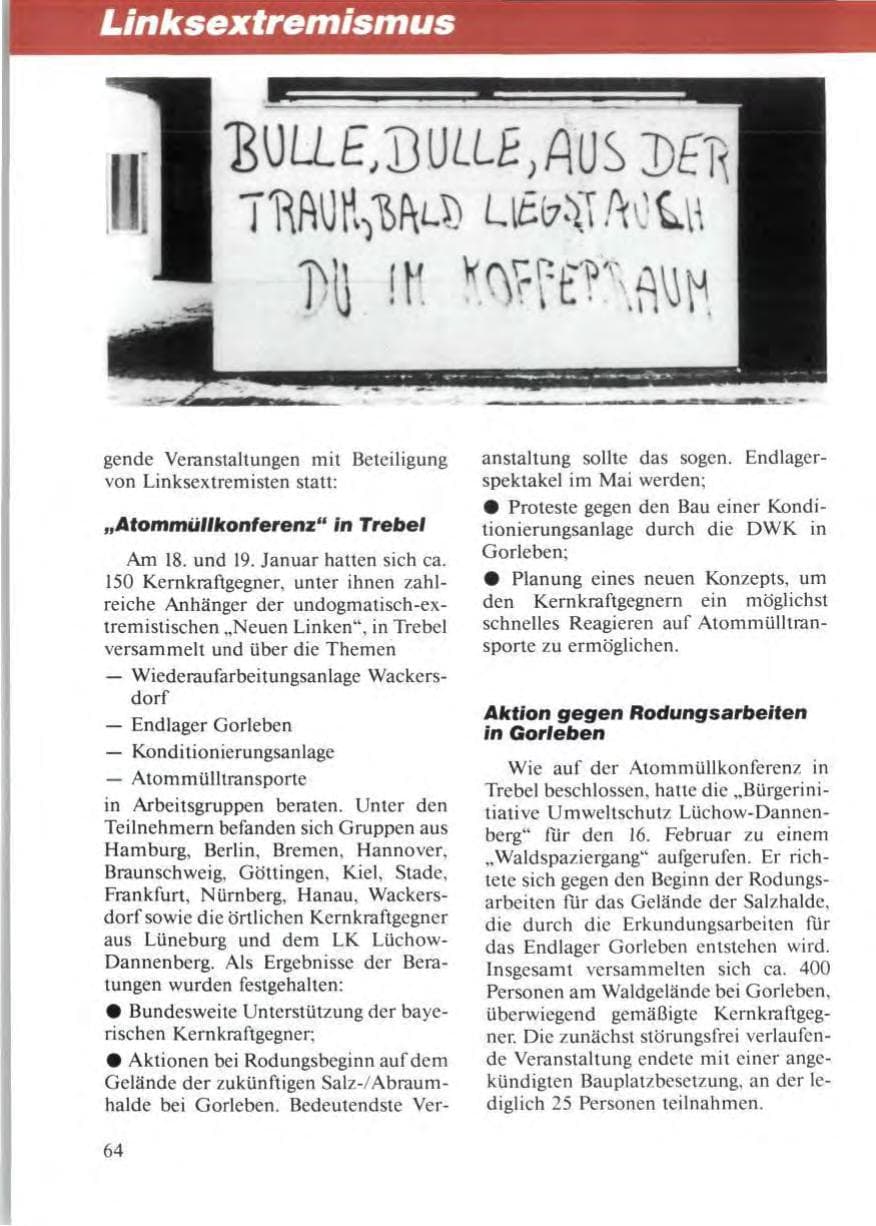 Seite 68 des Verfassungsschutzbericht 1986 Niedersachsen