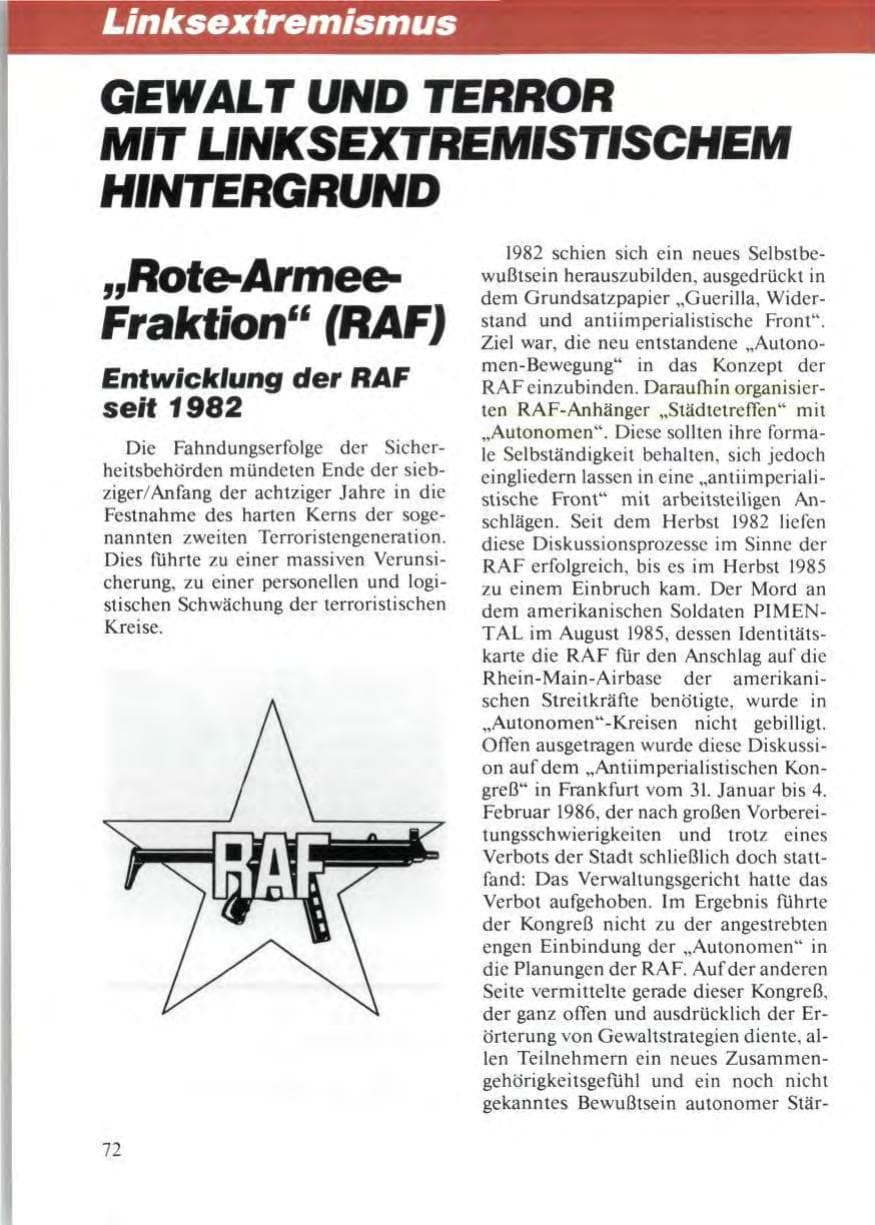 Seite 76 des Verfassungsschutzbericht 1986 Niedersachsen