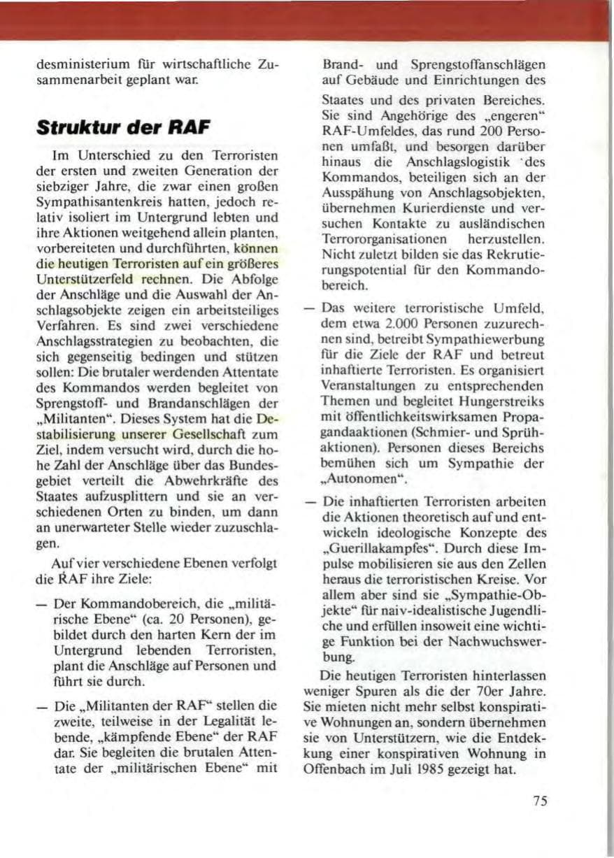 Seite 79 des Verfassungsschutzbericht 1986 Niedersachsen