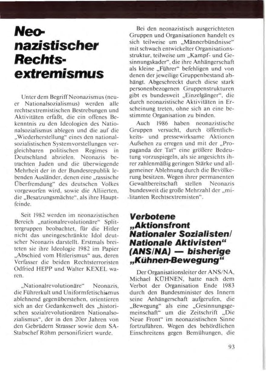 Seite 97 des Verfassungsschutzbericht 1986 Niedersachsen