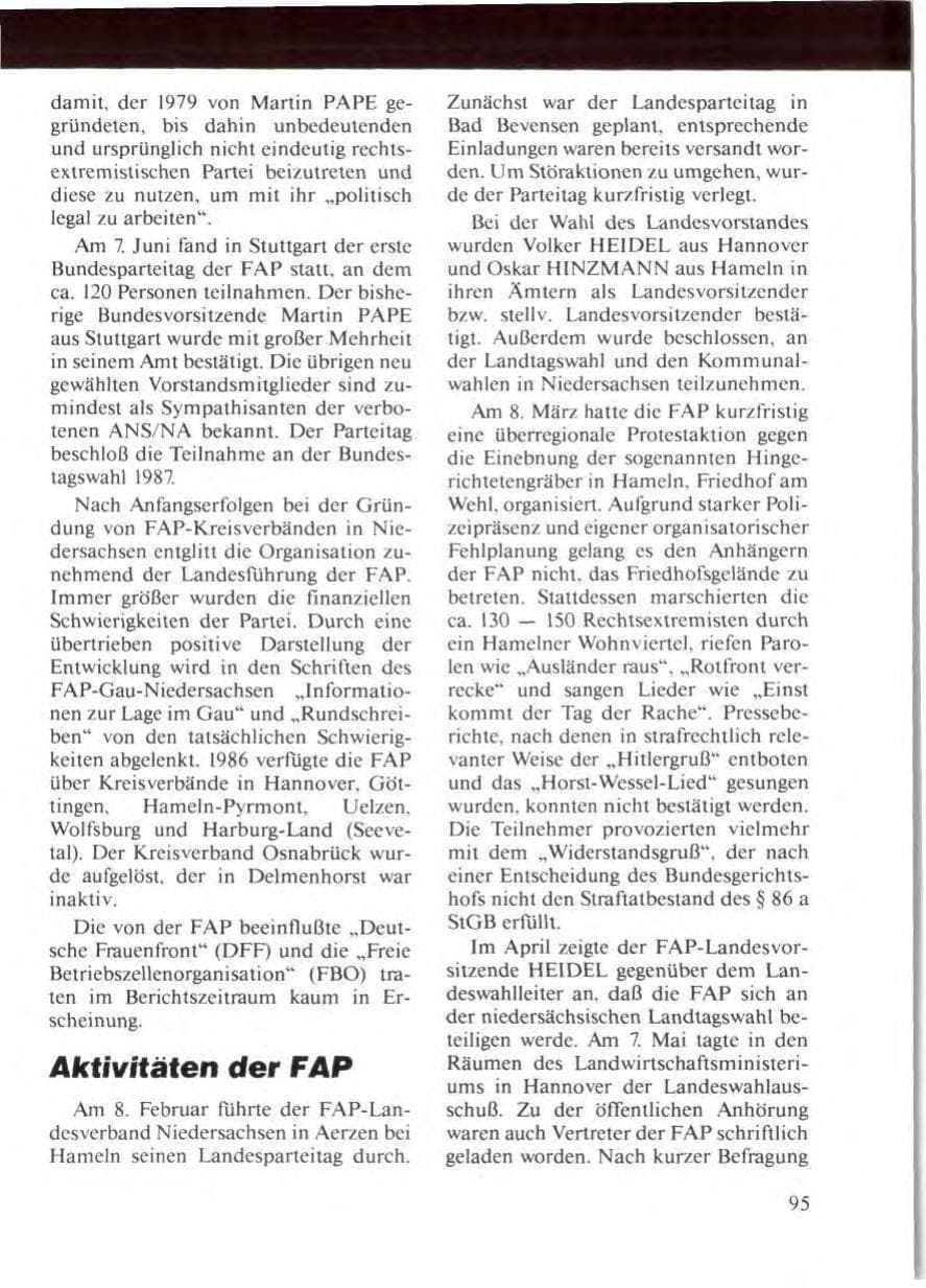 Seite 99 des Verfassungsschutzbericht 1986 Niedersachsen