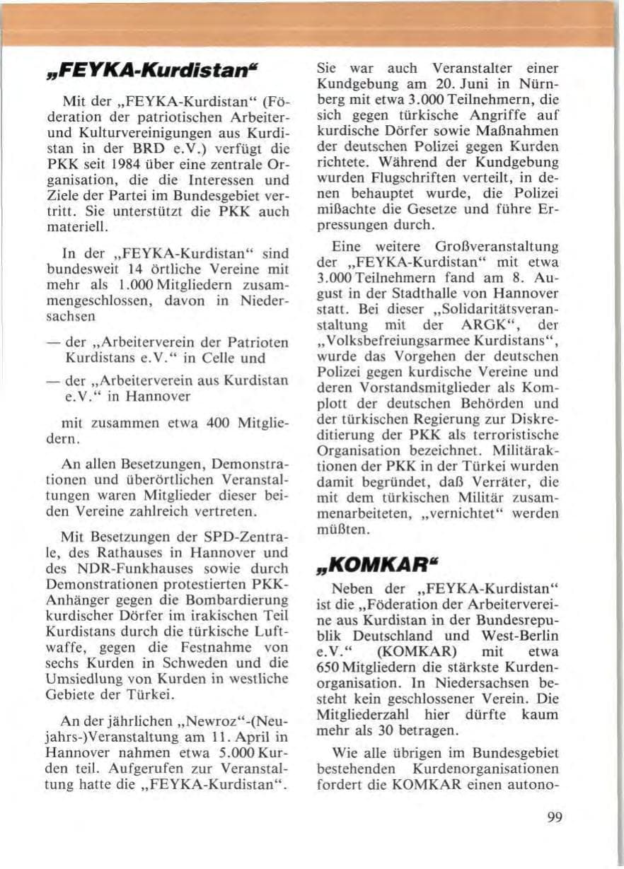 Seite 101 des Verfassungsschutzbericht 1987 Niedersachsen