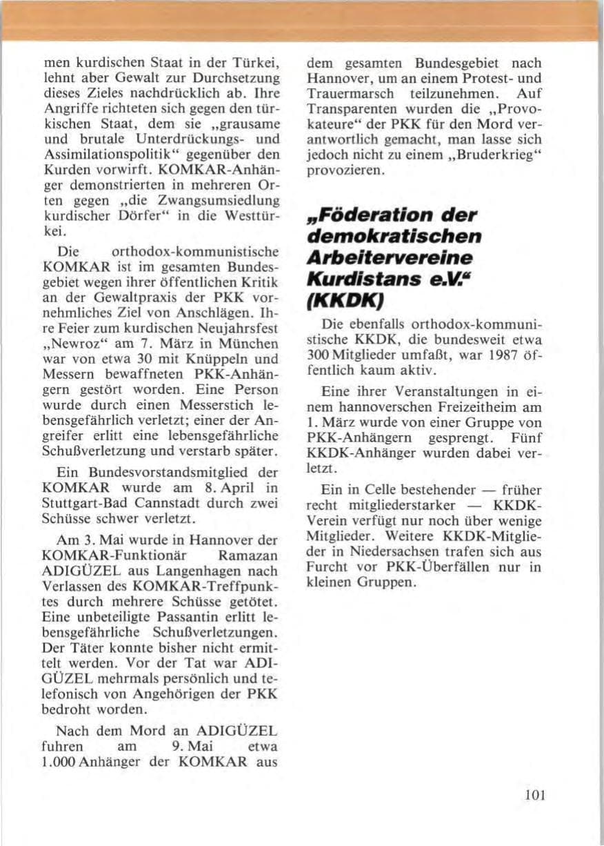 Seite 103 des Verfassungsschutzbericht 1987 Niedersachsen