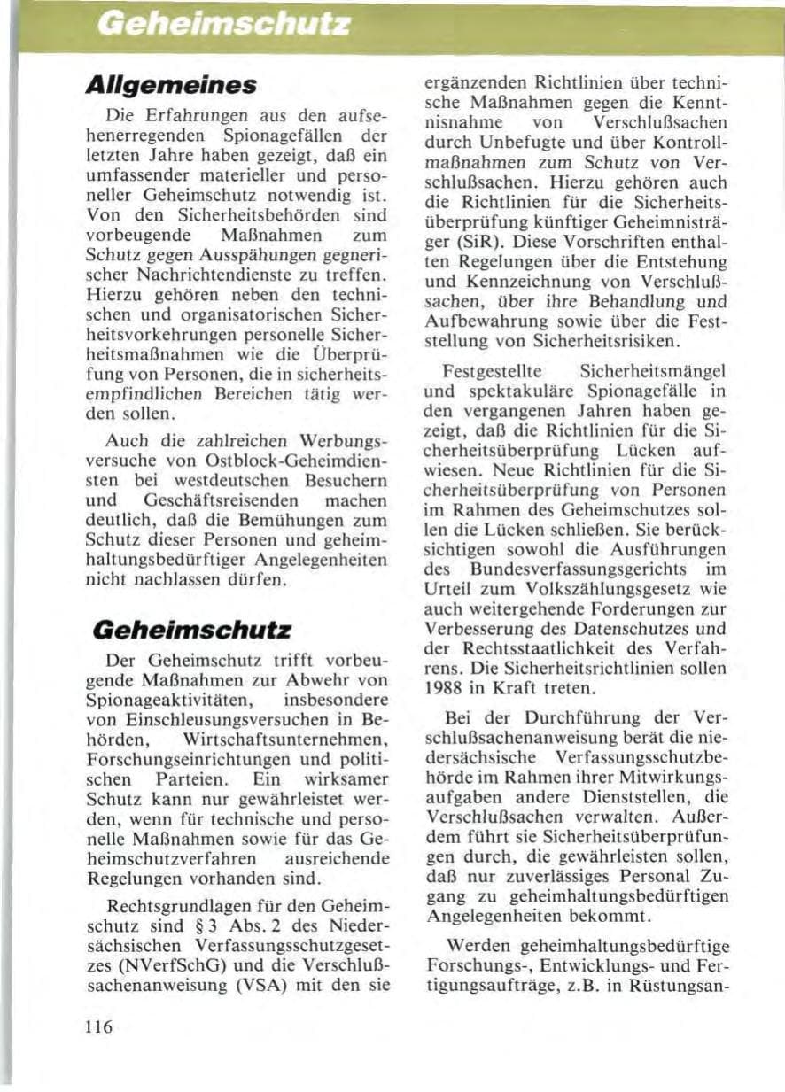 Seite 118 des Verfassungsschutzbericht 1987 Niedersachsen