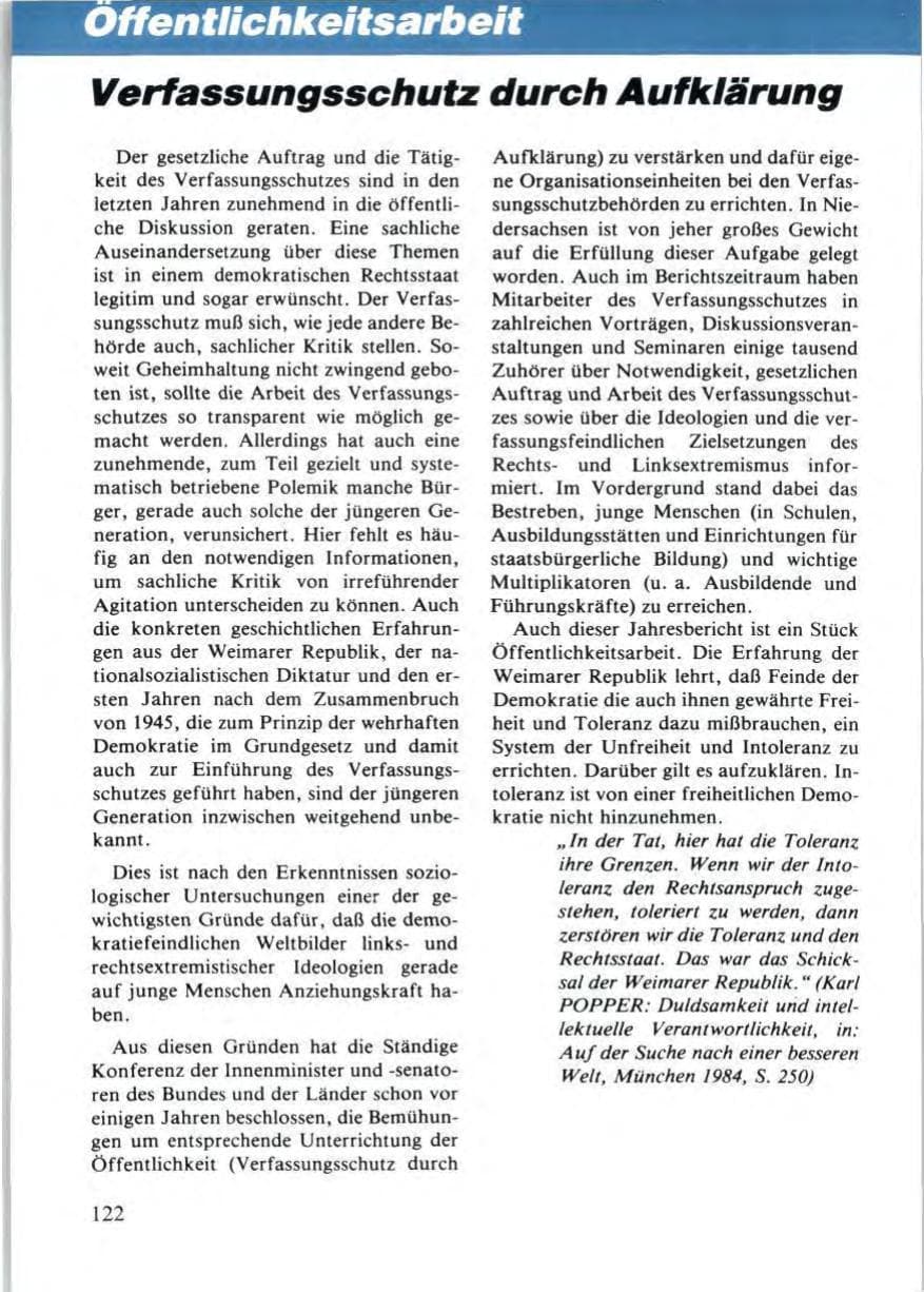 Seite 124 des Verfassungsschutzbericht 1987 Niedersachsen