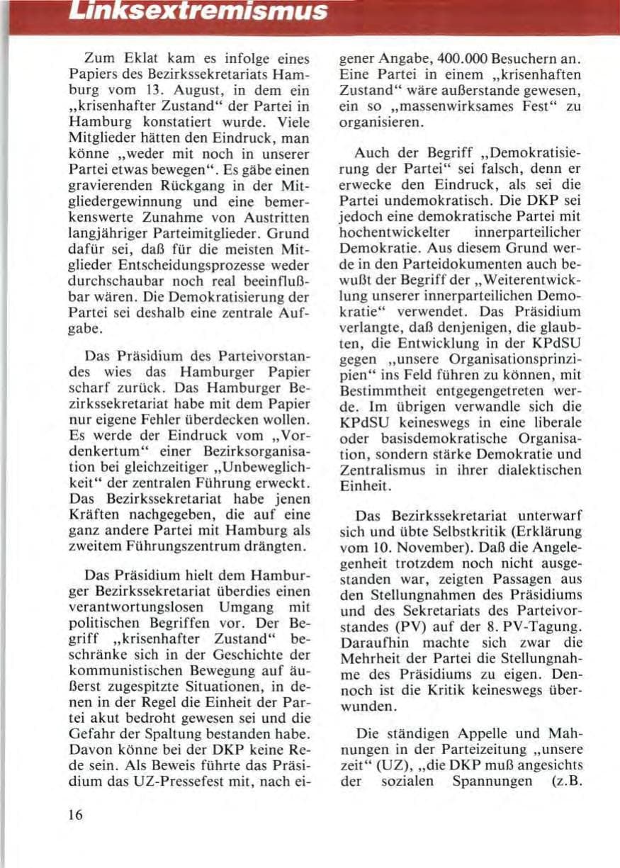 Seite 18 des Verfassungsschutzbericht 1987 Niedersachsen