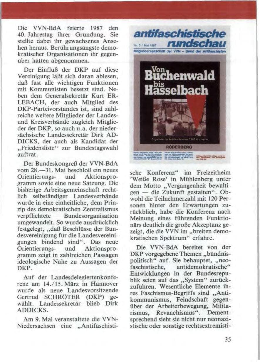 Seite 37 des Verfassungsschutzbericht 1987 Niedersachsen