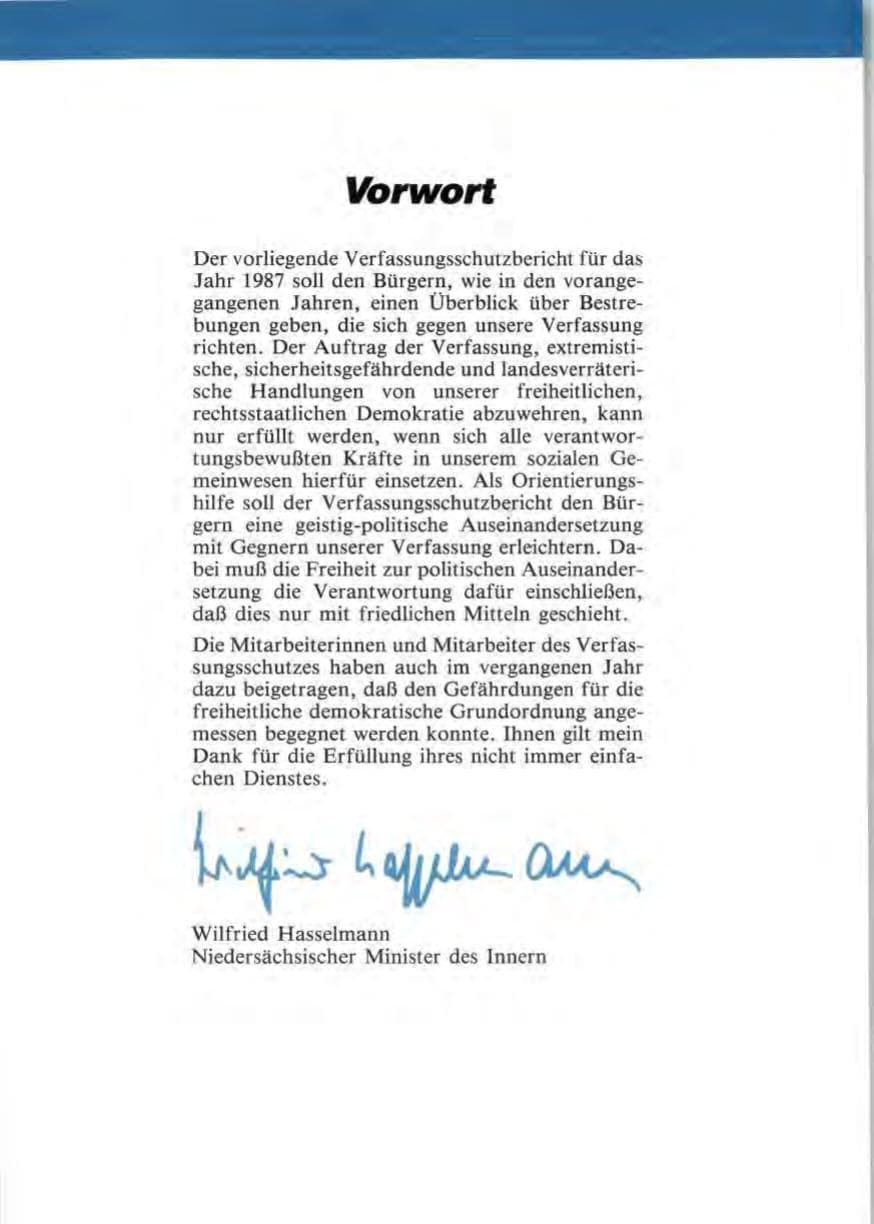 Seite 5 des Verfassungsschutzbericht 1987 Niedersachsen