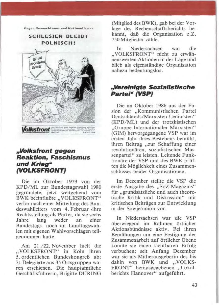 Seite 45 des Verfassungsschutzbericht 1987 Niedersachsen