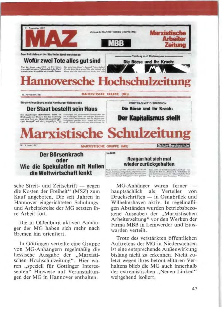 Seite 49 des Verfassungsschutzbericht 1987 Niedersachsen