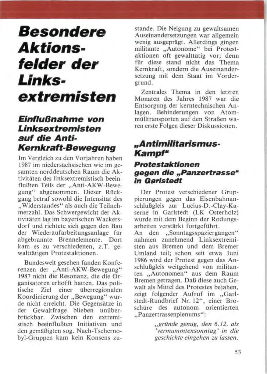 Seite 55 des Verfassungsschutzbericht 1987 Niedersachsen