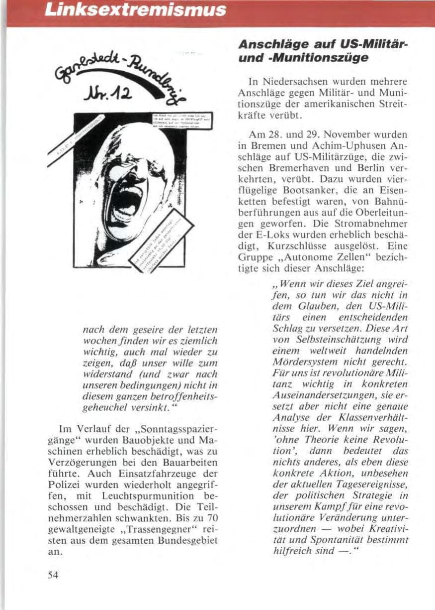 Seite 56 des Verfassungsschutzbericht 1987 Niedersachsen